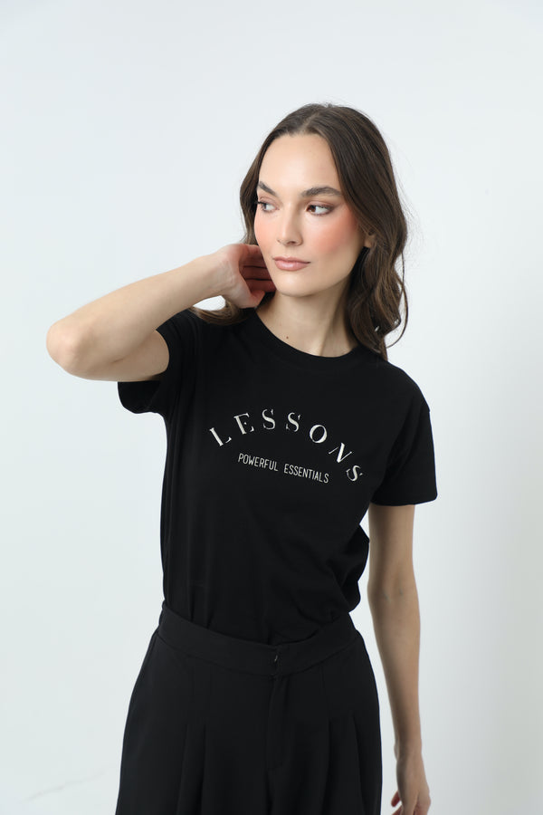 LESSONS - CAMISETA NEGRO MUJER